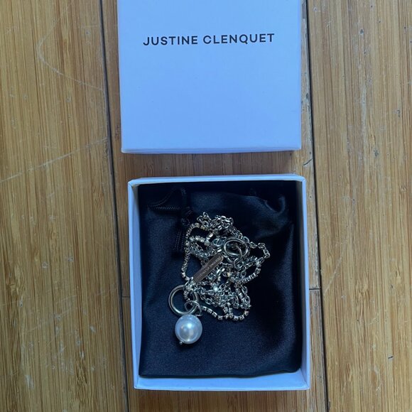 JUSTINE CLENQUET "Laura" Silver and Pearl Necklace - Picture 4 of 8